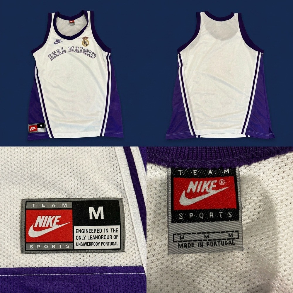 Vintage Nike Team Sports Real Madrid Basketball Jersey Tank Top Mens M White